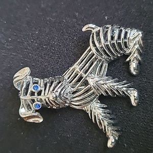 Scotty silverwire dog brooch blue rhinestone eyes. NWOT